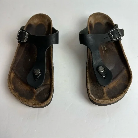Women's Birkenstock Gizeh sandals size Women's 6 or 6.5 or EU 37 black leather - Picture 5 of 9